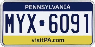 PA license plate MYX6091