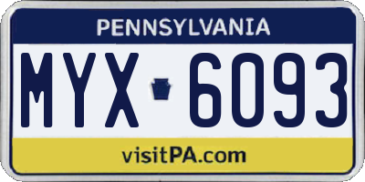 PA license plate MYX6093