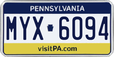 PA license plate MYX6094