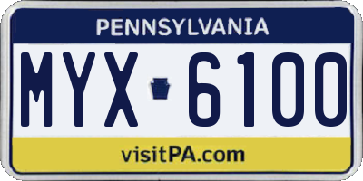 PA license plate MYX6100