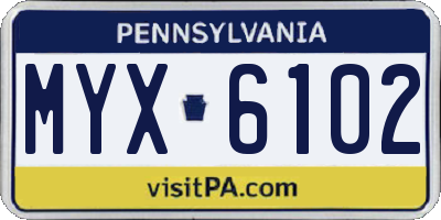 PA license plate MYX6102