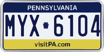 PA license plate MYX6104