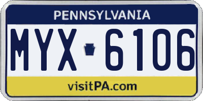 PA license plate MYX6106