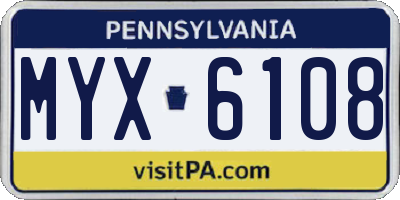 PA license plate MYX6108