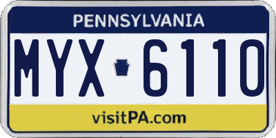 PA license plate MYX6110