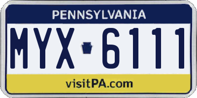 PA license plate MYX6111