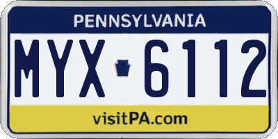 PA license plate MYX6112