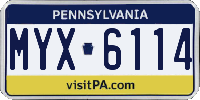 PA license plate MYX6114