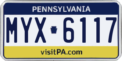 PA license plate MYX6117