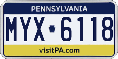 PA license plate MYX6118
