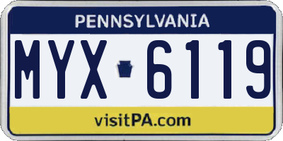 PA license plate MYX6119