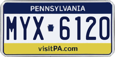 PA license plate MYX6120
