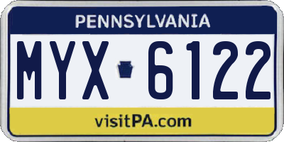 PA license plate MYX6122