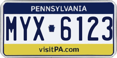 PA license plate MYX6123