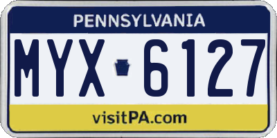 PA license plate MYX6127