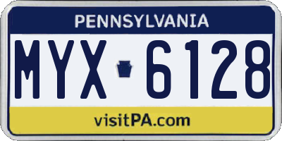 PA license plate MYX6128