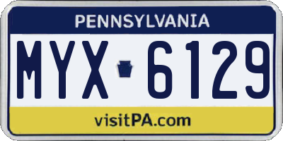 PA license plate MYX6129