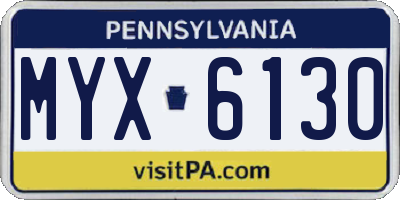 PA license plate MYX6130