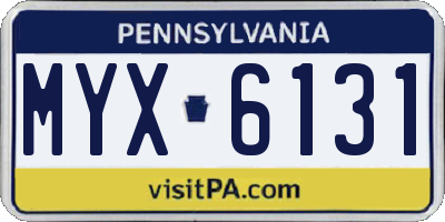 PA license plate MYX6131