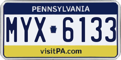 PA license plate MYX6133
