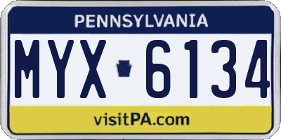 PA license plate MYX6134