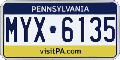 PA license plate MYX6135