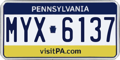 PA license plate MYX6137