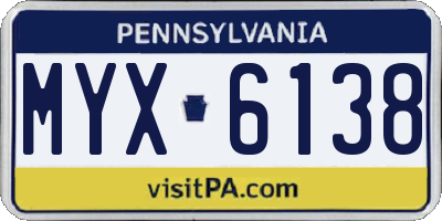 PA license plate MYX6138