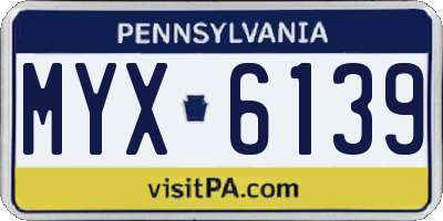 PA license plate MYX6139