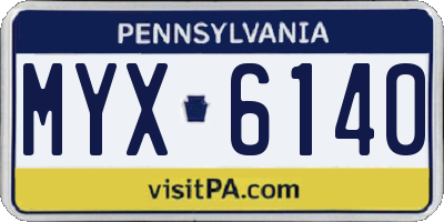 PA license plate MYX6140