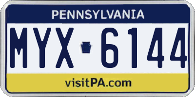 PA license plate MYX6144