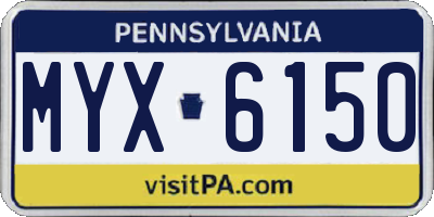 PA license plate MYX6150