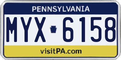 PA license plate MYX6158