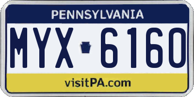 PA license plate MYX6160