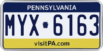 PA license plate MYX6163