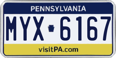 PA license plate MYX6167