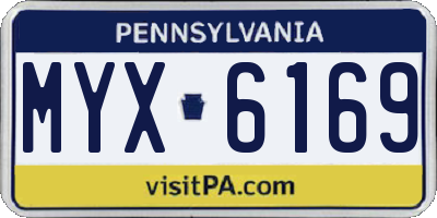 PA license plate MYX6169