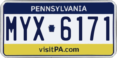 PA license plate MYX6171