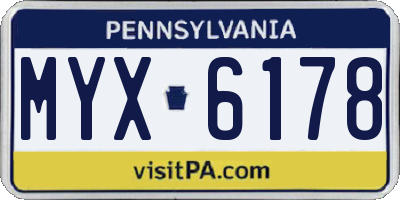 PA license plate MYX6178