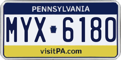 PA license plate MYX6180