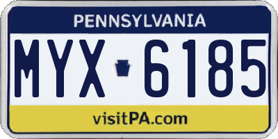 PA license plate MYX6185