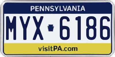 PA license plate MYX6186