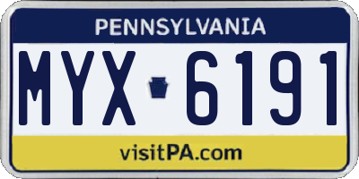 PA license plate MYX6191