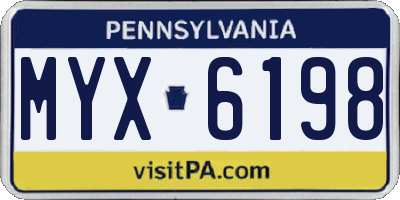 PA license plate MYX6198