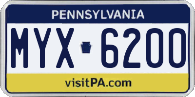PA license plate MYX6200