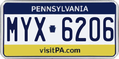 PA license plate MYX6206