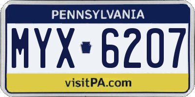 PA license plate MYX6207