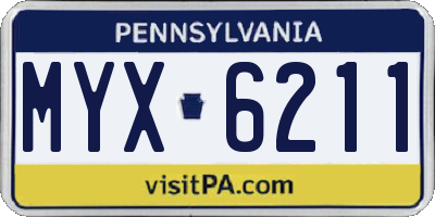 PA license plate MYX6211