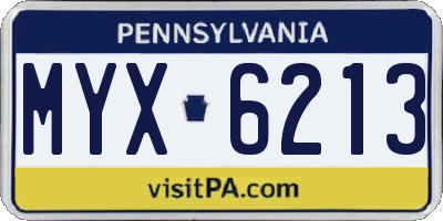 PA license plate MYX6213