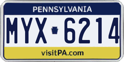 PA license plate MYX6214